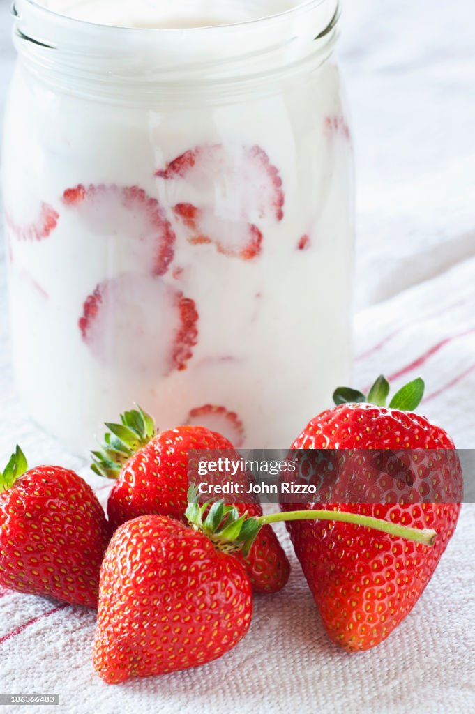 Fresh strawberries with cream