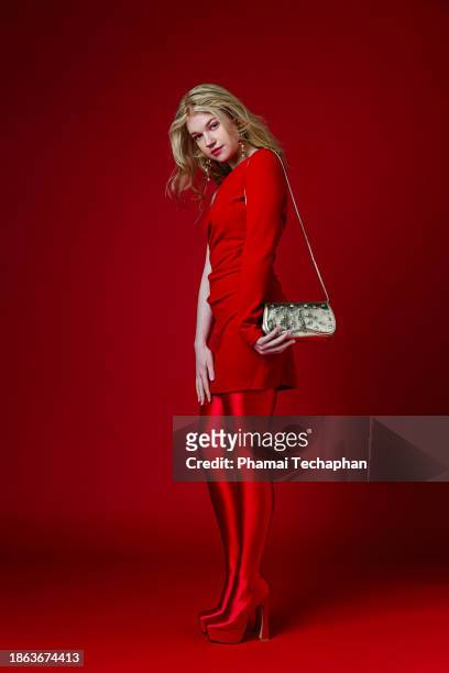 beautiful stylish woman dresses in red - form fitted dress stock pictures, royalty-free photos & images