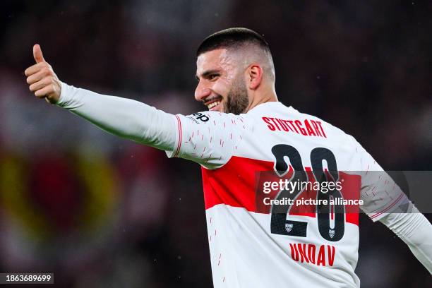 December 2023, Baden-Württemberg, Stuttgart: Soccer: Bundesliga, VfB Stuttgart - FC Augsburg, Matchday 16, MHPArena. Stuttgart's Deniz Undav...