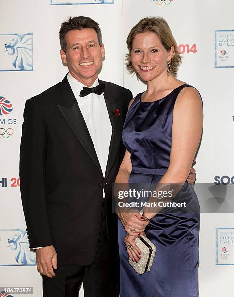 Carole Annett and Sebastian Coe attend the British Olympic Ball at The Dorchester on October 30, 2013 in London, England.