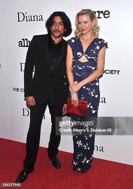 Actor Naveen Andrews and actress Naomi Watts attend The Cinema Society with Linda Wells & Allure Magazine premiere of Entertainment One's "Diana" at...