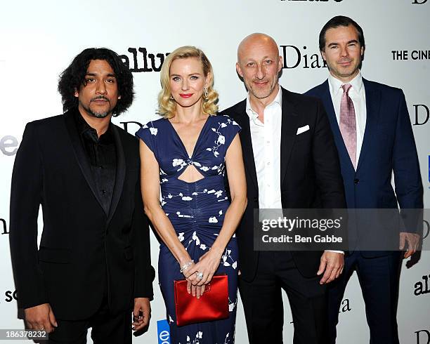 Actor Naveen Andrews, actress Naomi Watts, director Oliver Hirschbiegel and producer Robert Bernstein attend The Cinema Society with Linda Wells &...