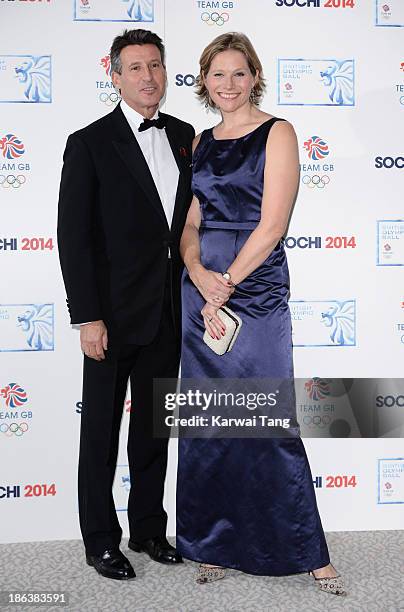 Sebastian Coe and Carole Annett attend the British Olympic Ball at The Dorchester on October 30, 2013 in London, England.