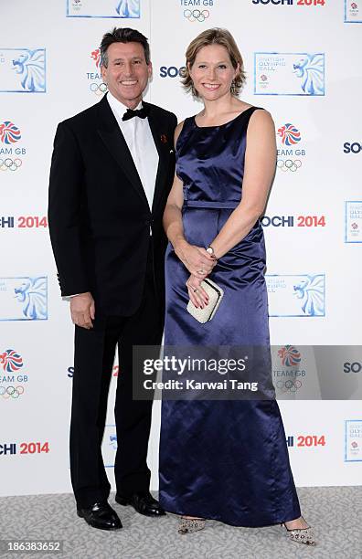 Sebastian Coe and Carole Annett attend the British Olympic Ball at The Dorchester on October 30, 2013 in London, England.