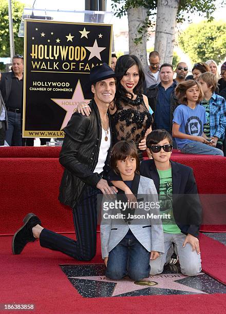 Musician Perry Farrell and his wife Etty Farrell along with children Hezron Wolfgang and Izzadore Bravo attend the ceremony honoring Jane's Addiction...