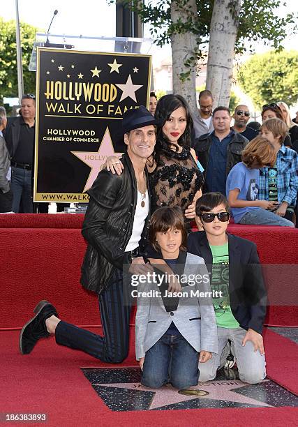 Musician Perry Farrell and his wife Etty Farrell along with children Hezron Wolfgang and Izzadore Bravo attend the ceremony honoring Jane's Addiction...