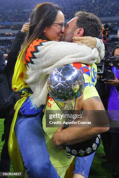 Miguel Layun of America celebrates after the final second leg match between America and Tigres UANL as part of the Torneo Apertura 2023 Liga MX at...