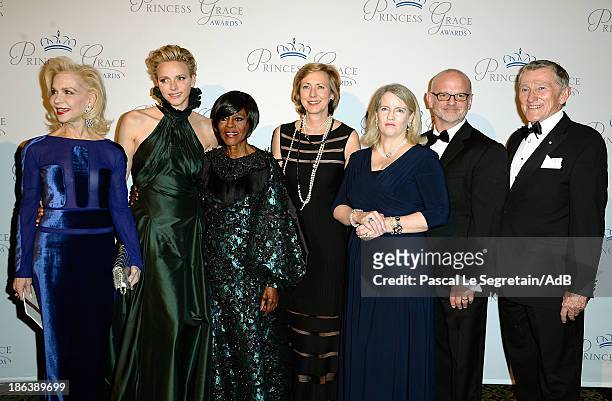 Lynn Wyatt, HSH Princess Charlene of Monaco, Cicely Tyson, Sandra van Essche, Serena Lese, Michael Wilson and John Lehman attend the 2013 Princess...