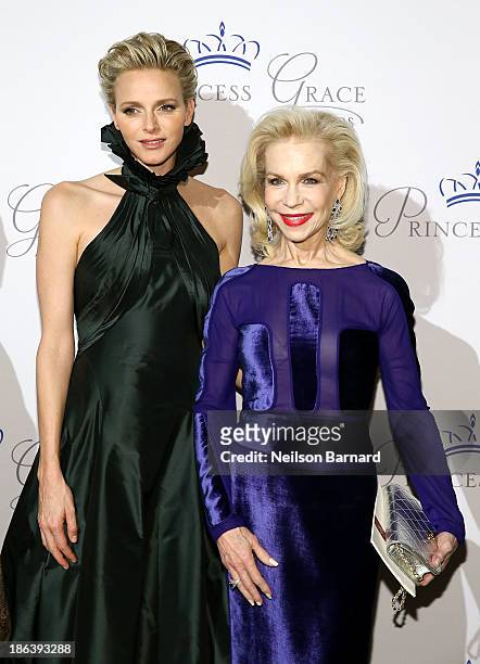 Princess Charlene of Monaco and Lynn Wyatt attend the 2013 Princess Grace Awards Gala at Cipriani 42nd Street on October 30, 2013 in New York City.