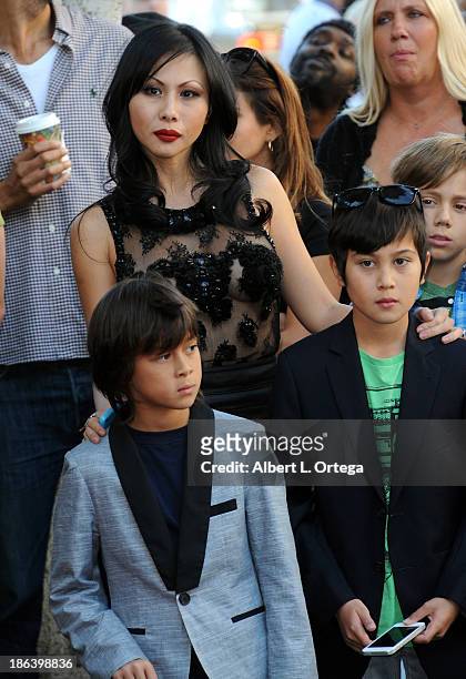 Etty Lau Farrell ands sons Izzadore Bravo, Hezron Wolfgang attend as Jane's Addiction is Honored On The Hollywood Walk Of Fame on October 30, 2013 in...