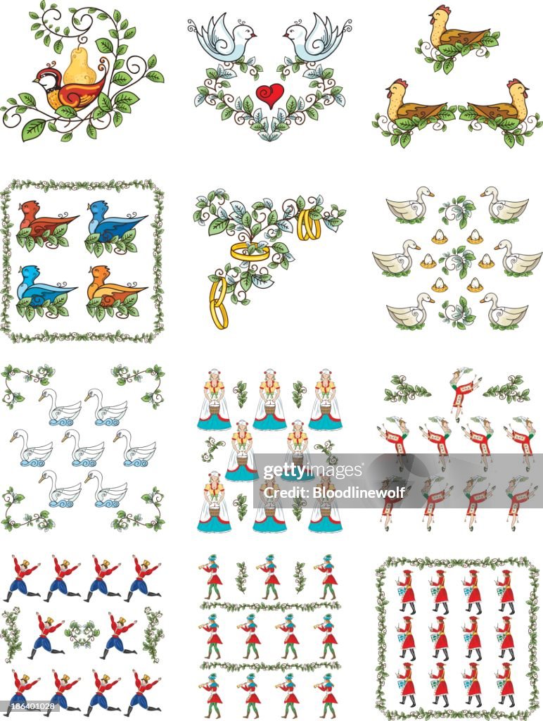 The Twelve days Of Christmas Set - Illustration