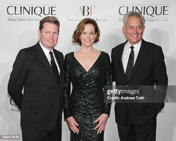 Designer Mark Badgley, Sigourney Weaver and designer James Mischka attend the American Ballet Theatre 2013 Opening Night Fall gala at David Koch...