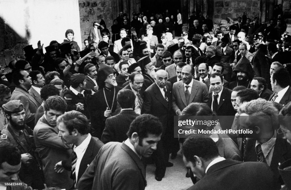 Anwar al-Sadat walking in Jerusalem