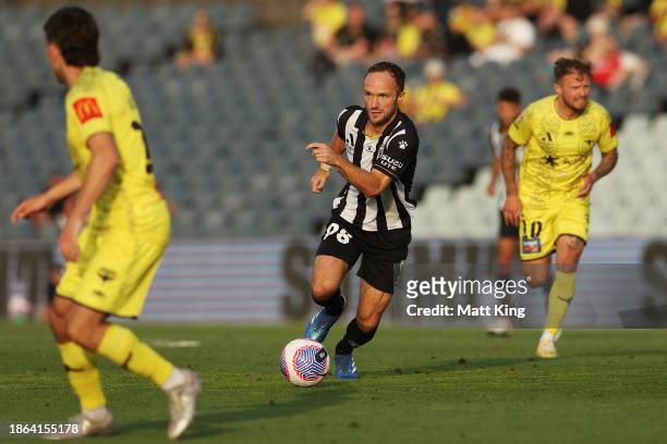 Valère Germain of Macarthur FC controls the ball during the A-League Men round eight match between Macarthur FC and Wellington Phoenix at...