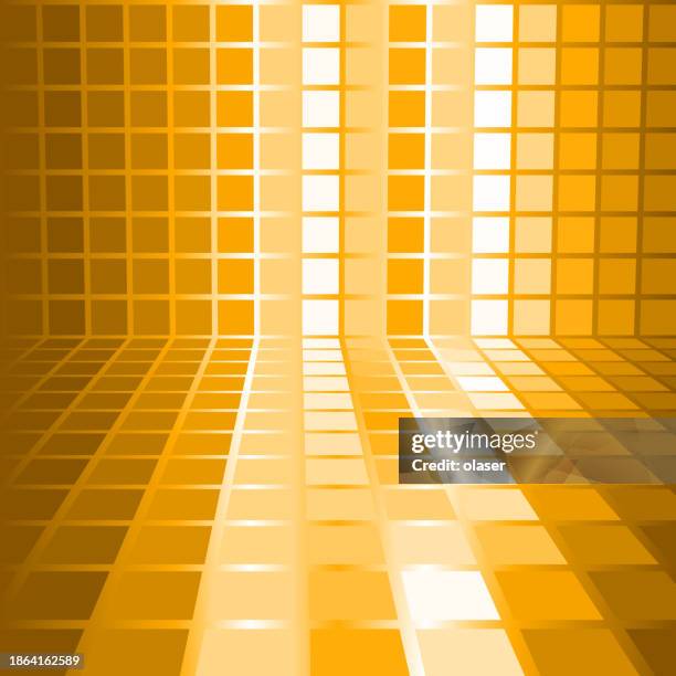 sunlit gold gradient grid pattern room. - golden hour stock illustrations