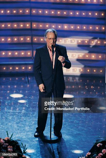 Italian singer-songwriter, stand-up comedian and actor Enzo Jannacci taking part in the 48th Sanremo Music Festival with the song Quando un musicista...