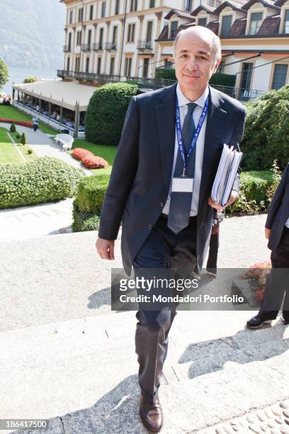 Italian banker, Minister of Economic Development and Minister of Infrastructure and Transport Corrado Passera walking in Villa d'Este. The Minister...