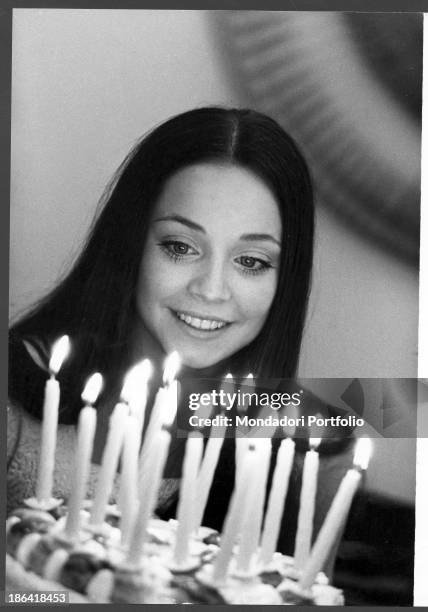 Italian classical ballet dancer Oriella Dorella celebrating her 16th birthday. 1968.