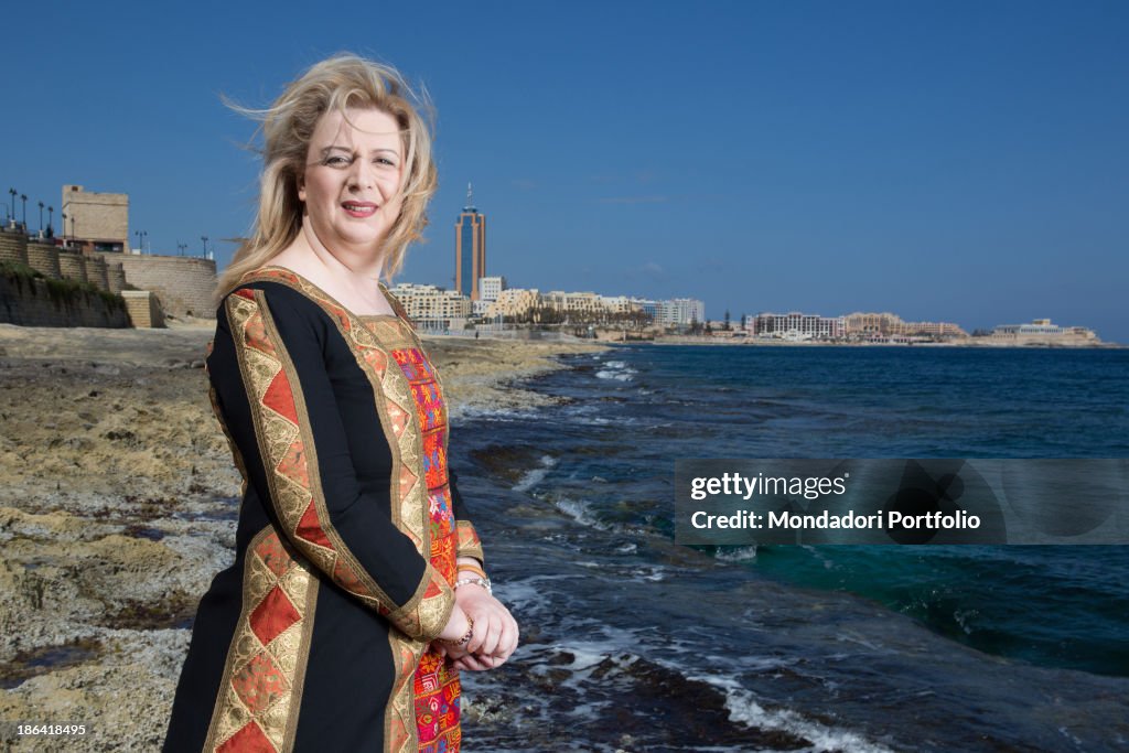 Suha Arafat , widow of ex Palestinian leader Yasser Arafat, posing
