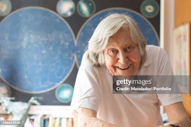 Italian astrophysicist Margherita Hack smiling in front of her planetarium. Trieste, 21st June 2012.