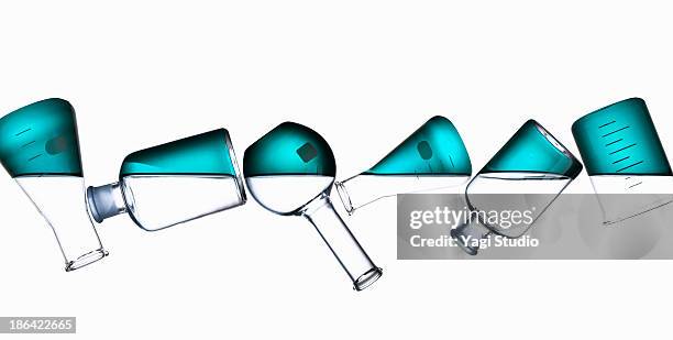 science beakers - chemistry set stock pictures, royalty-free photos & images