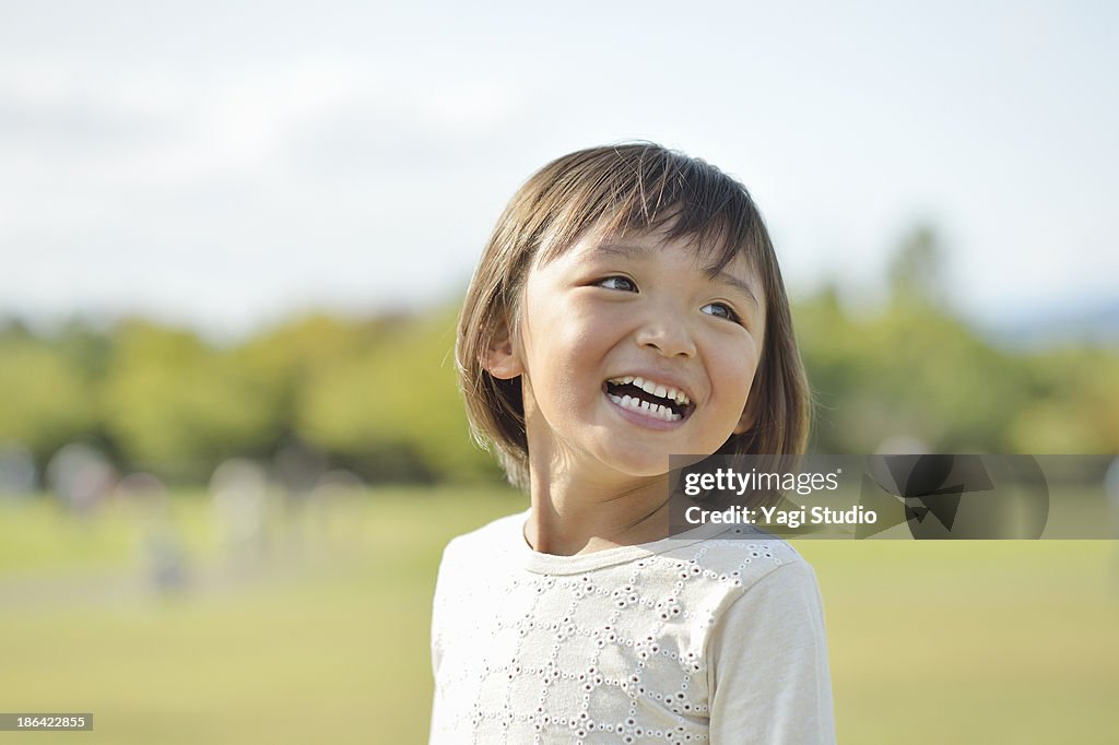 Girl playing in the park