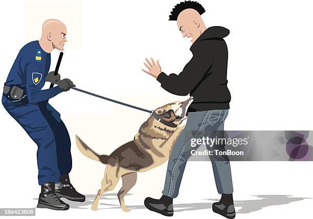 police dog attacks - police dog stock illustrations