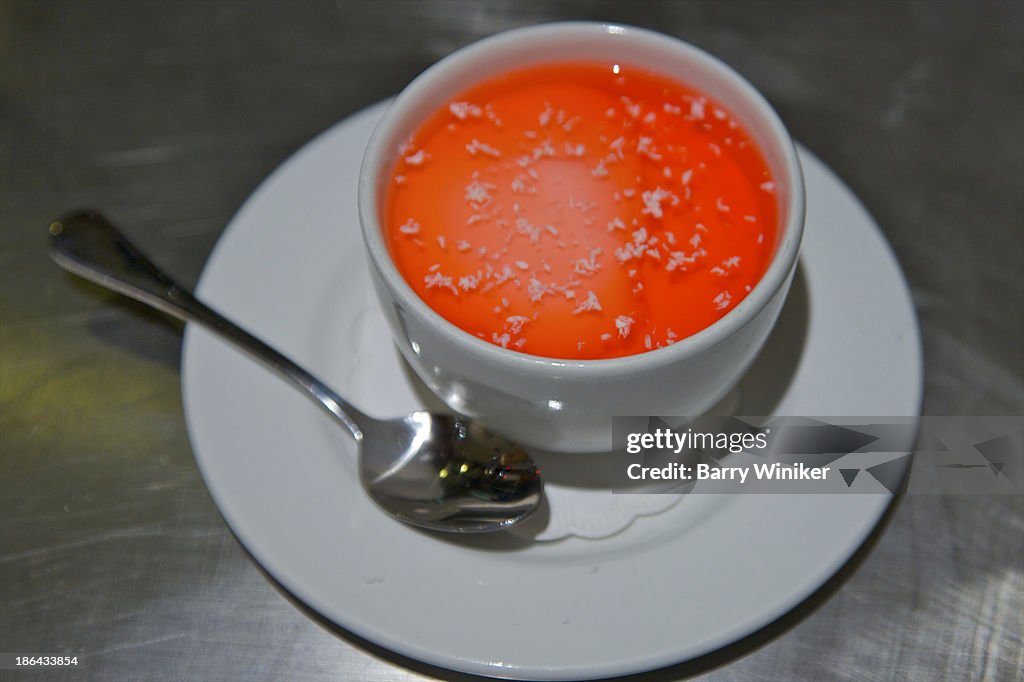 Upscale milk-based pudding with rose-water
