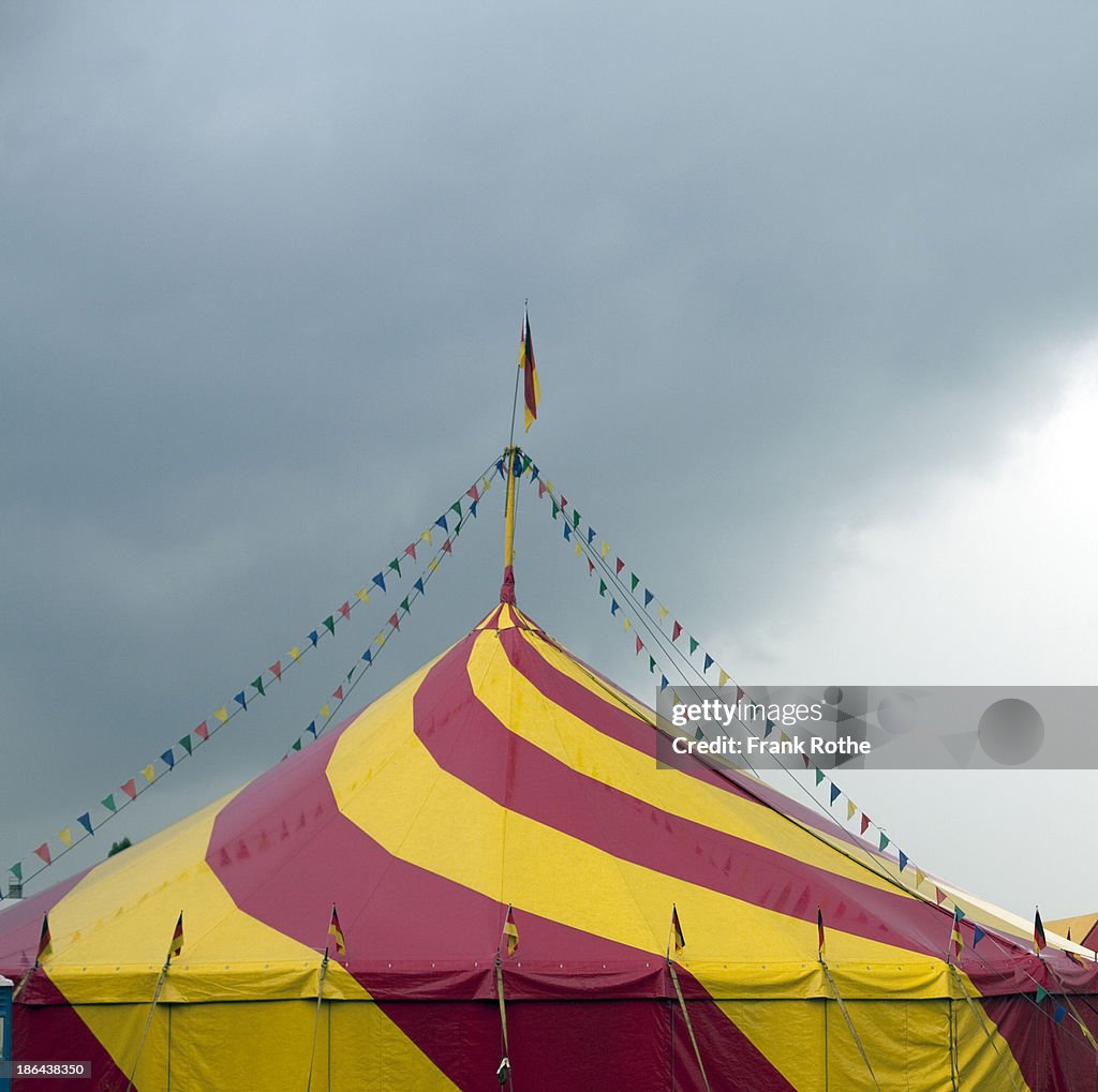 Circus with colorful flags and pennants