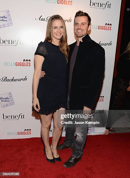 Actress Alicia Silverstone and director Chris Nelson attend the premiere of Gravitas Ventures' "Ass Backwards" at the Vista Theatre on October 30,...