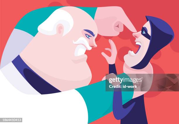 senior man pointing and catching thief - family fighting cartoon stock illustrations