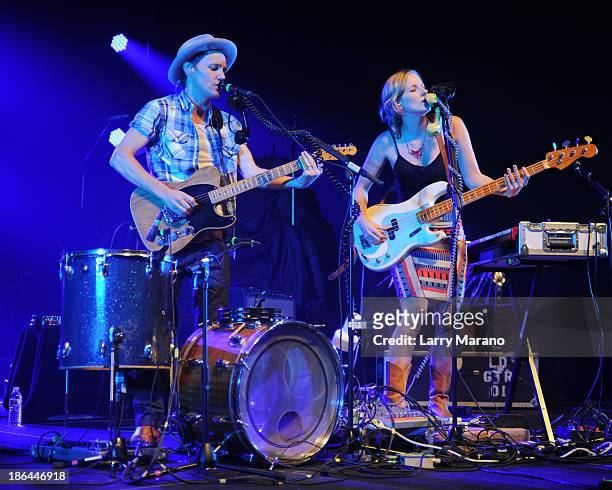 Luke Doucet and Melissa McClelland of Whitehorse perform at Hard Rock Live! in the Seminole Hard Rock Hotel & Casino on October 30, 2013 in...