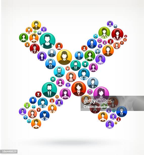 x mark people and community vector buttons - red mohawk stock illustrations