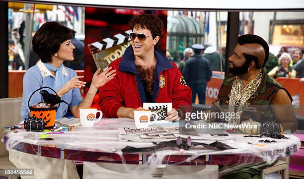 Natalie Morales as Shirley Feeney, Willie Geist as David Hasselhoff's Mitchand Al Roker as Mr. T appear on NBC News' "Today" show --