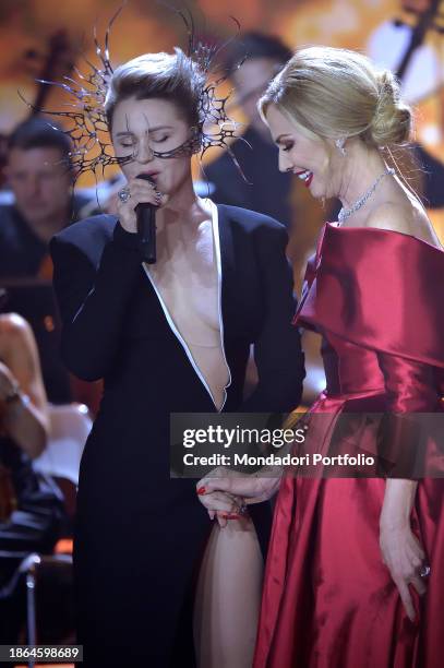 British musician Viktoria Modesta and Italian presenter Federica Panicucci during the Christmas concert in the Vatican XXXI edition, held at the...