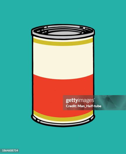 bildbanksillustrationer, clip art samt tecknat material och ikoner med pop art tin can - förpackning