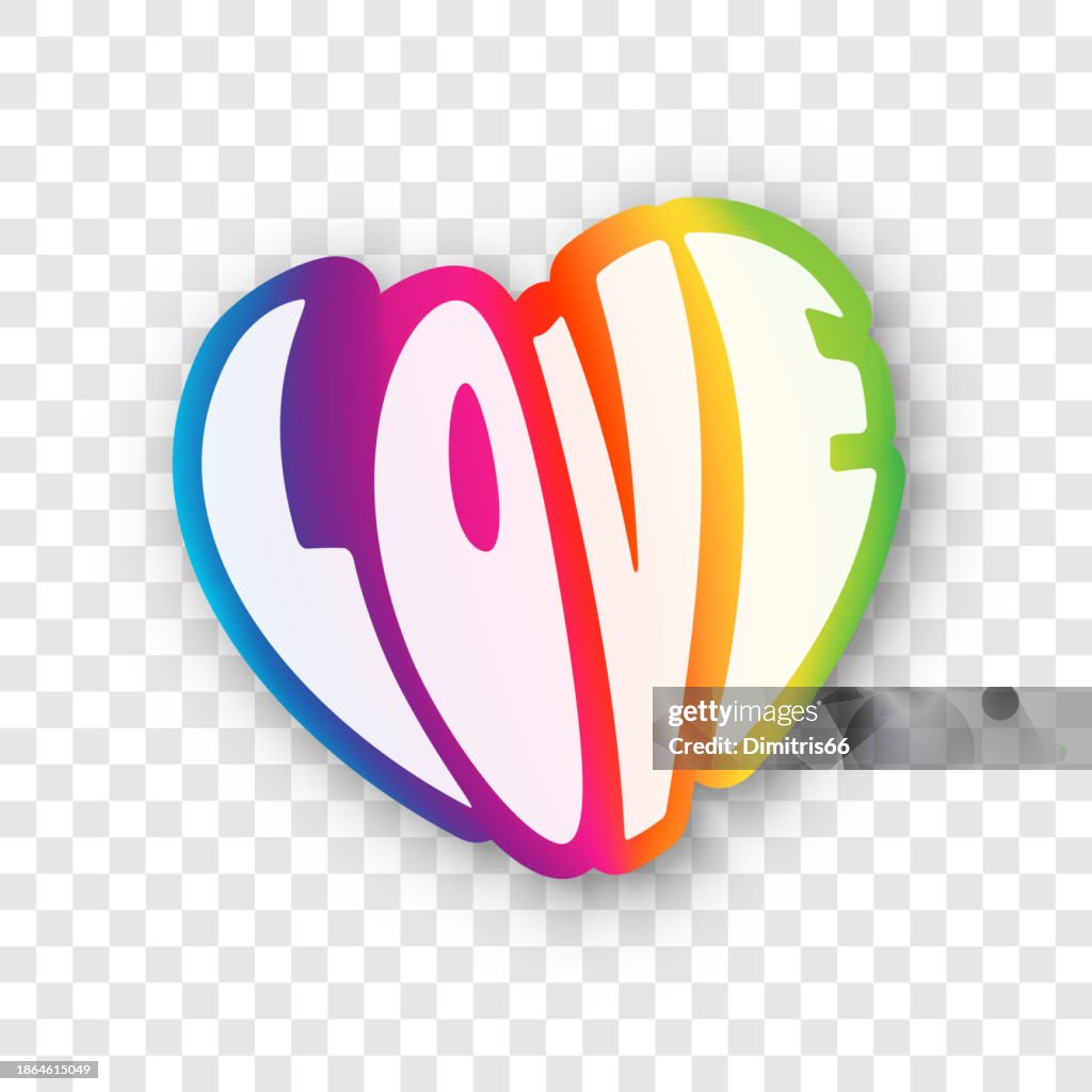 Word love in heart shape