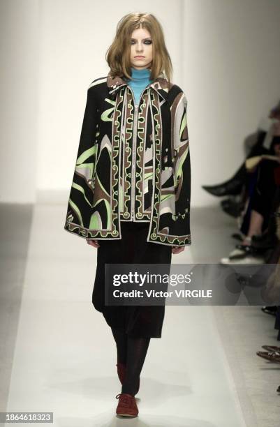 Luca Gadjus walks the runway during the Emilio Pucci Ready to Wear Fall/Winter 2002-2003 fashion show as part of the Milan Fashion Week on March 5,...