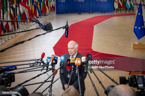 High Representative of the Union for Foreign Affairs and Security Policy Josep Borrell arrives at the European Council, the EU leaders meeting at the...