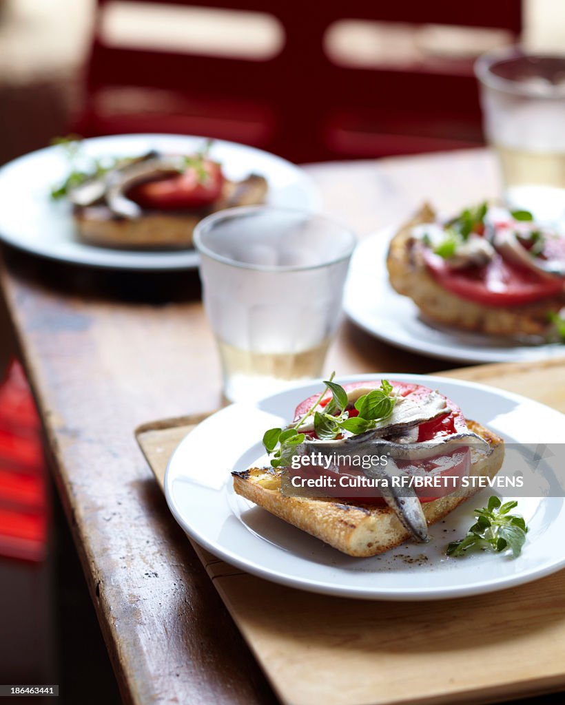 Bruschetta with anchovy and tomato