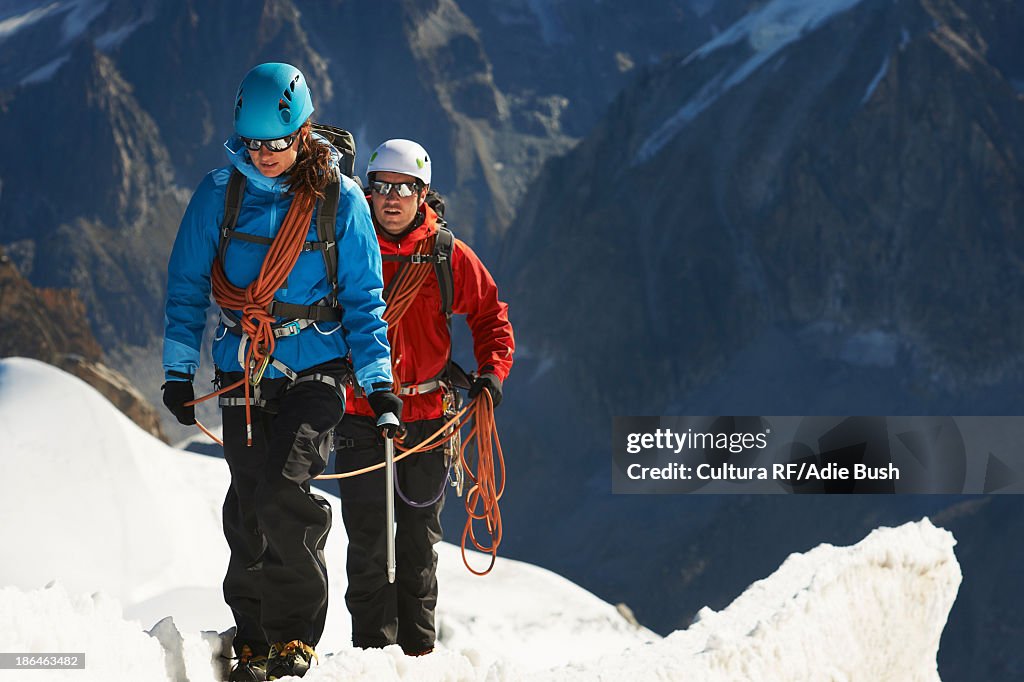 Mountaineers on mountain, Chamonix, Haute Savoie, France