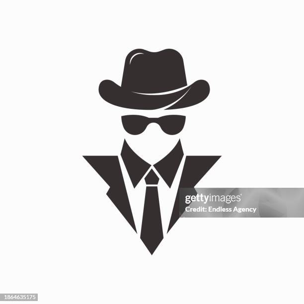 spy agent and detective suit logo design template - invisible stock illustrations