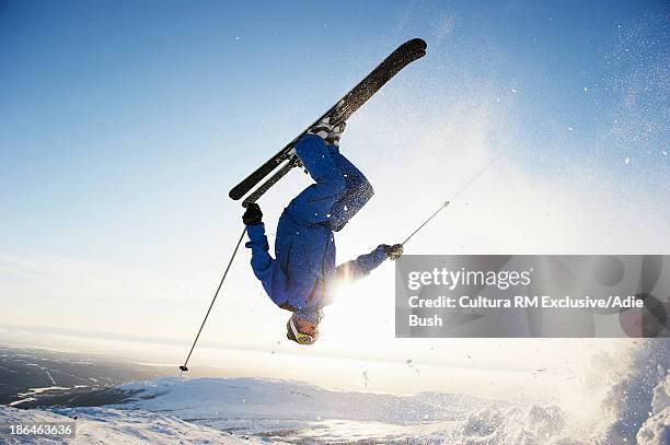 skier somersaulting, are, sweden - somersault stock pictures, royalty-free photos & images
