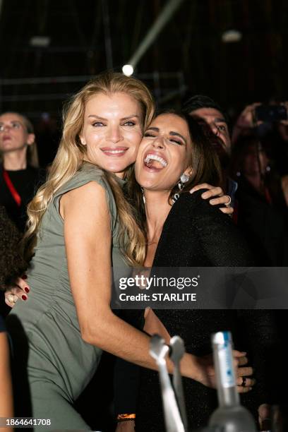 Esther Cañadas and Paula Echevarria attend to the photocall ahead of the concert of Manuel Turizo during the "Christmas By Starlite" 2023 at Ifema on...