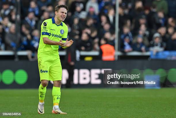 Matisse Samoise of AA Gent pictured during the Jupiler Pro League season 2023 - 2024 match day 18 between Club Brugge KV and AA Gent on December 17 ,...