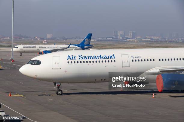Air Samarkand Airbus A330-300 passenger aircraft spotted parked on the tarmac at Samarkand International Airport SKD UTSS in Uzbekistan. Air...