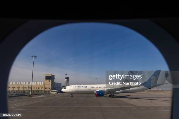 Air Samarkand Airbus A330-300 passenger aircraft spotted parked on the tarmac at Samarkand International Airport SKD UTSS in Uzbekistan. Air...