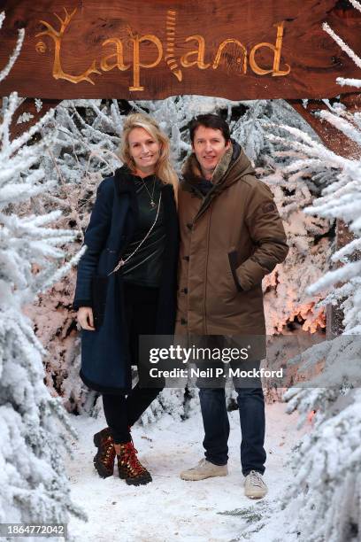 Sofia Wellesley and James Blunt visit LaplandUK at Whitmoor Forest on December 18, 2023 in Windsor, England.