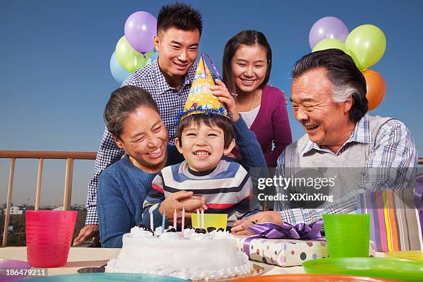 birthday part, multi-generation family - chinese birthday stock-fotos und bilder