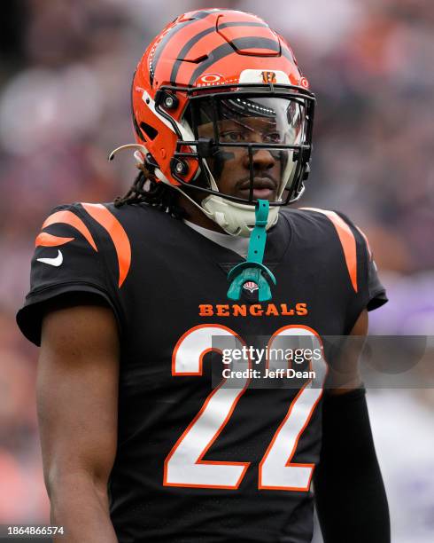 Chidobe Awuzie of the Cincinnati Bengals plays during a NFL football game against the Minnesota Vikings at Paycor Stadium on December 16, 2023 in...